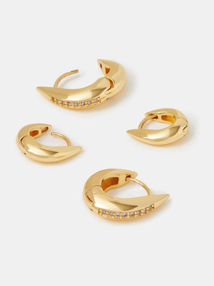 Accessorize Gold Tone 2 Pack 14ct Plated Hook Hoop Earrings - Image 1 of 1 Accessorize Gold Tone 2 Pack 14ct Plated Hook Hoop Earrings - Image 1 of 1