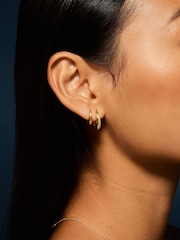 Accessorize Gold Tone 2 Pack 14ct Plated Hook Hoop Earrings - Image 4 of 4