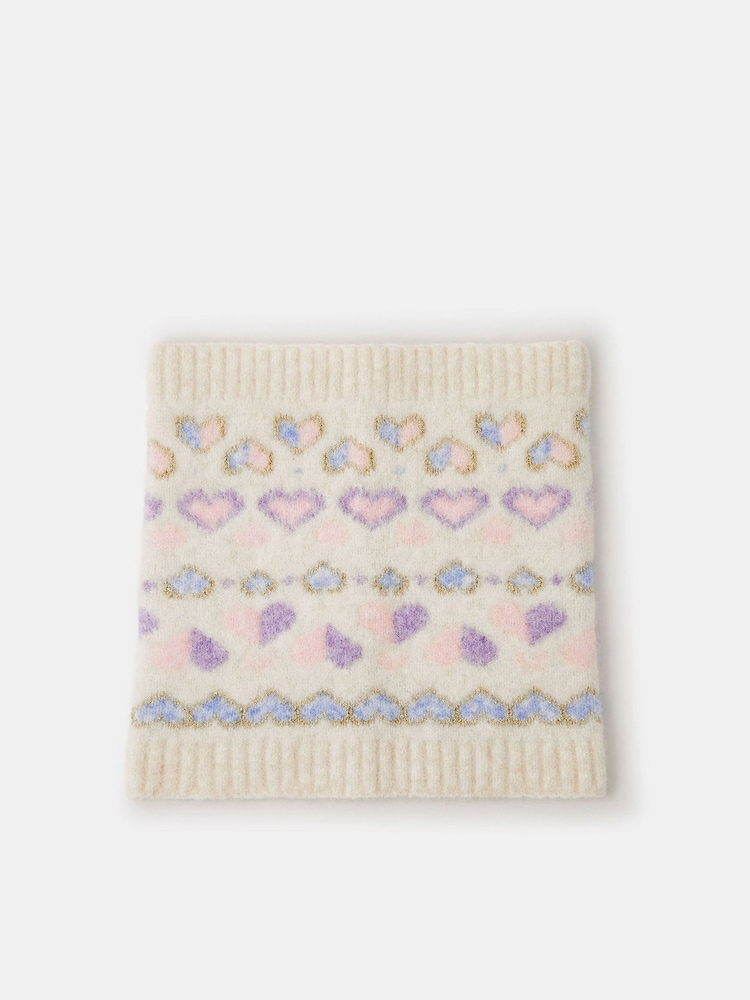 Angels By Accessorize White Girls Heart Fair Isle Snood - Image 1 of 2 Angels By Accessorize White Girls Heart Fair Isle Snood - Image 1 of 2