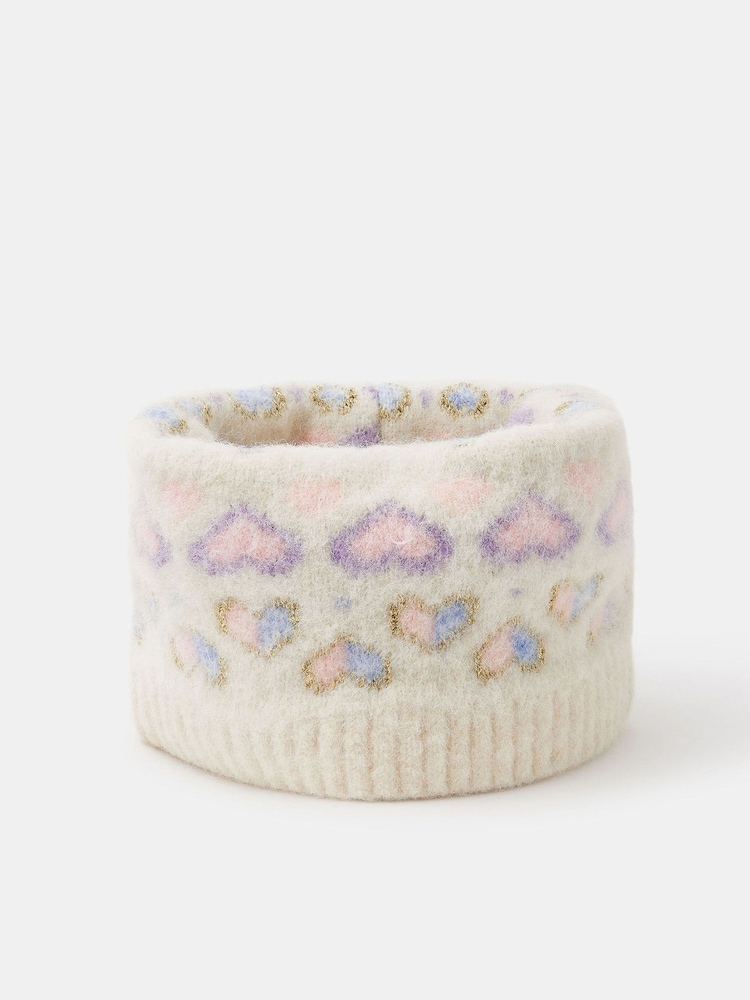 Angels By Accessorize White Girls Heart Fair Isle Snood - Image 2 of 2