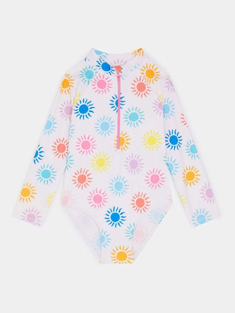 Angels By Accessorize White Girls Sunshine Long Sleeve Swimsuit - Image 1 of 2