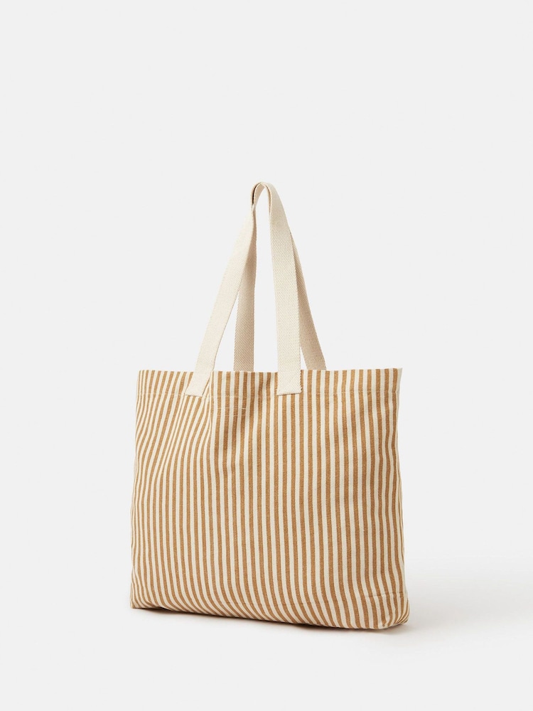Accessorize Natural Stripe Palm Embroidered Shopper Bag - Image 2 of 5