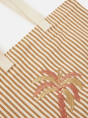 Accessorize Natural Stripe Palm Embroidered Shopper Bag - Image 3 of 5
