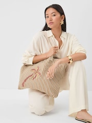 Accessorize Natural Stripe Palm Embroidered Shopper Bag - Image 5 of 5