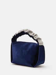 Accessorize Blue Diamanté Ruched Strap Velvet Handbag - Image 2 of 4