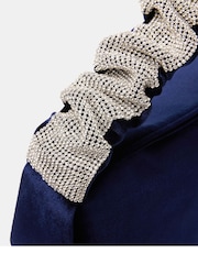 Accessorize Blue Diamanté Ruched Strap Velvet Handbag - Image 3 of 4