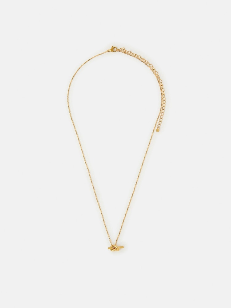 Accessorize Gold Tone Stainless Steel Knot Pendant Necklace - Image 1 of 3