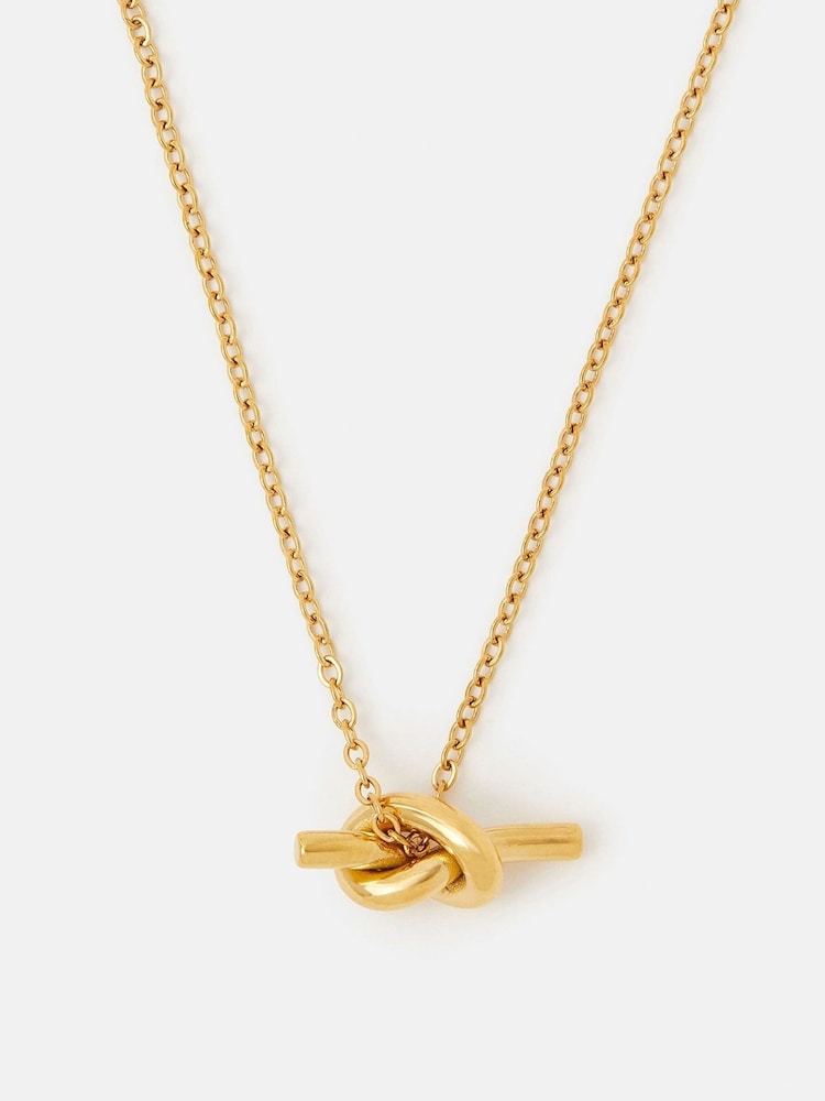Accessorize Gold Tone Stainless Steel Knot Pendant Necklace - Image 2 of 3
