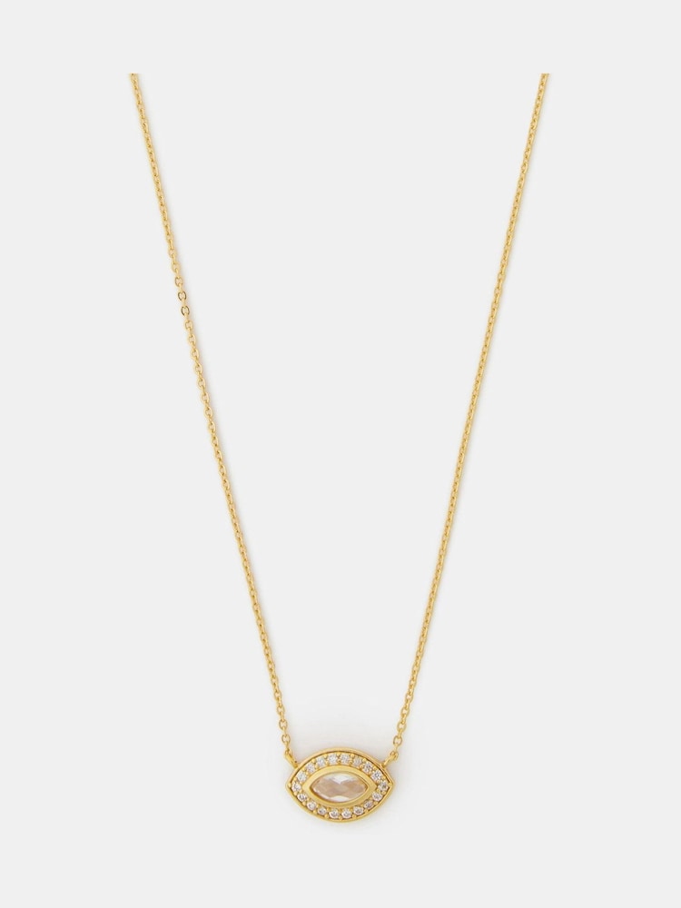 Accessorize Gold Tone 14ct Plated Diamanté Evil Eye Necklace - Image 1 of 1
