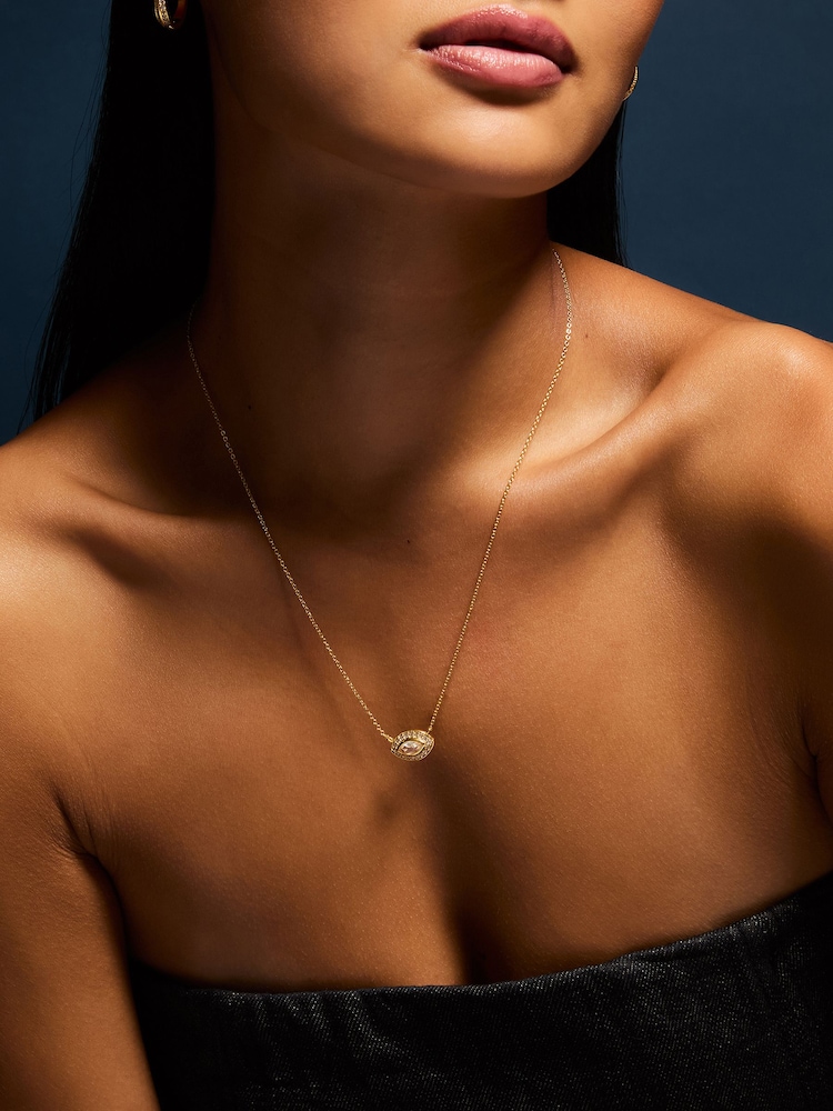 Accessorize Gold Tone 14ct Plated Diamanté Evil Eye Necklace - Image 3 of 3 Accessorize Gold Tone 14ct Plated Diamanté Evil Eye Necklace - Image 3 of 3