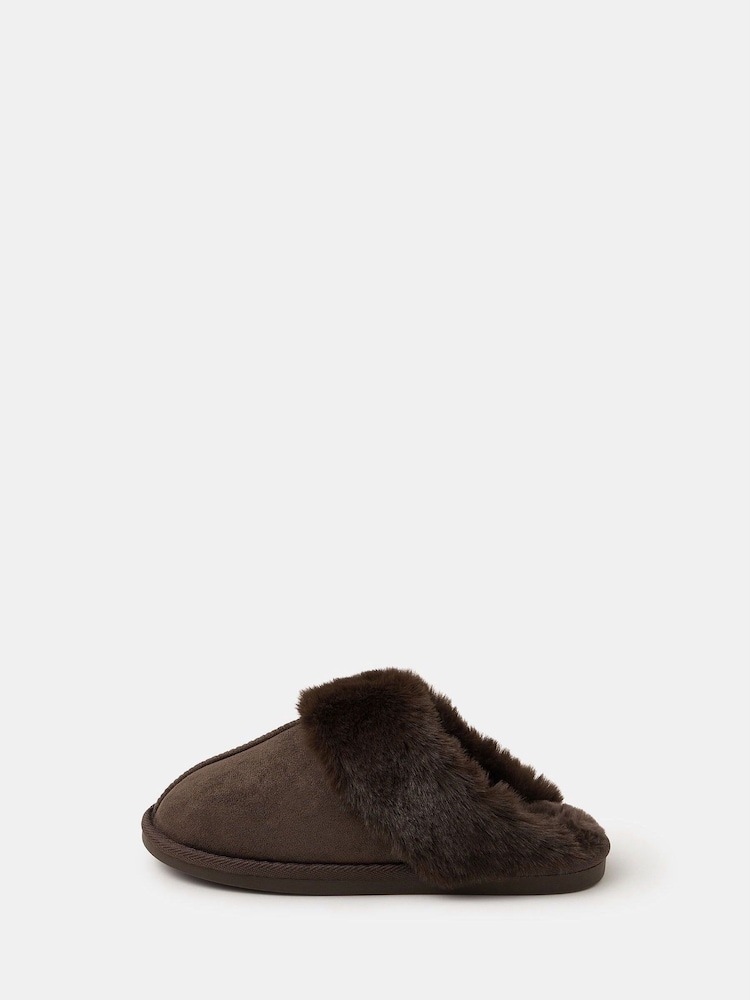 Accessorize Brown Suedette Mule Slippers - Image 2 of 3