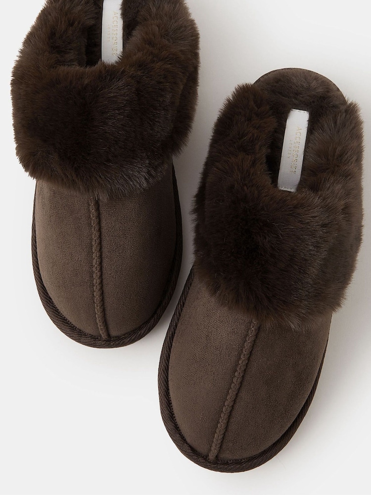 Accessorize Brown Suedette Mule Slippers - Image 3 of 3 Accessorize Brown Suedette Mule Slippers - Image 3 of 3