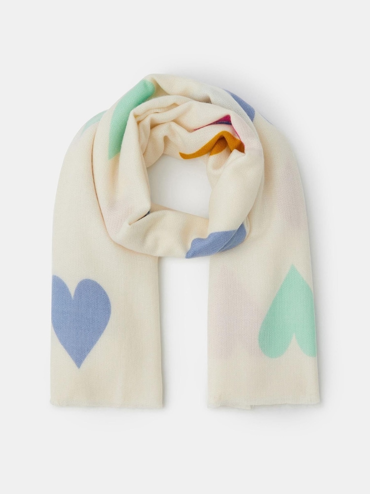 Accessorize Cream Heart Print Blanket Scarf - Image 1 of 1