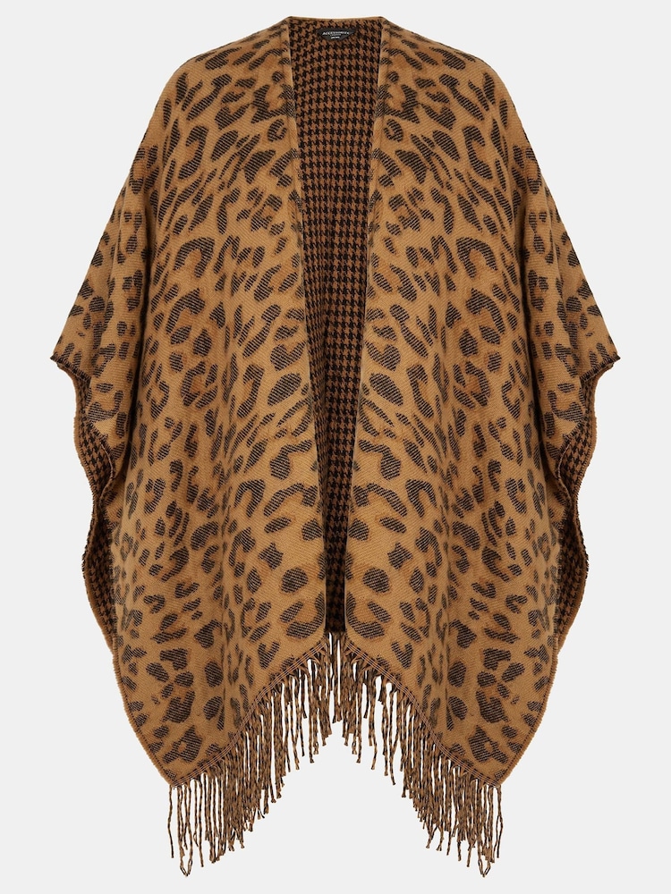 Accessorize Animal Leopard Print Poncho - Image 1 of 4