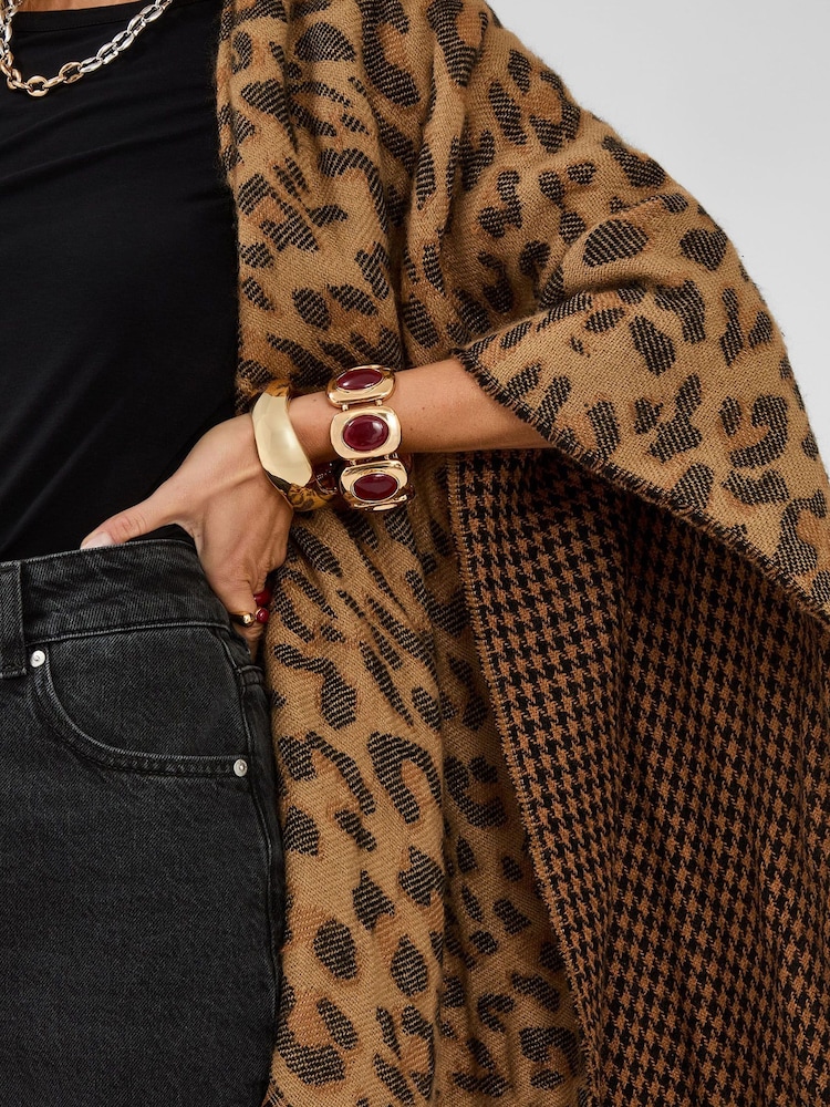 Accessorize Animal Leopard Print Poncho - Image 4 of 4