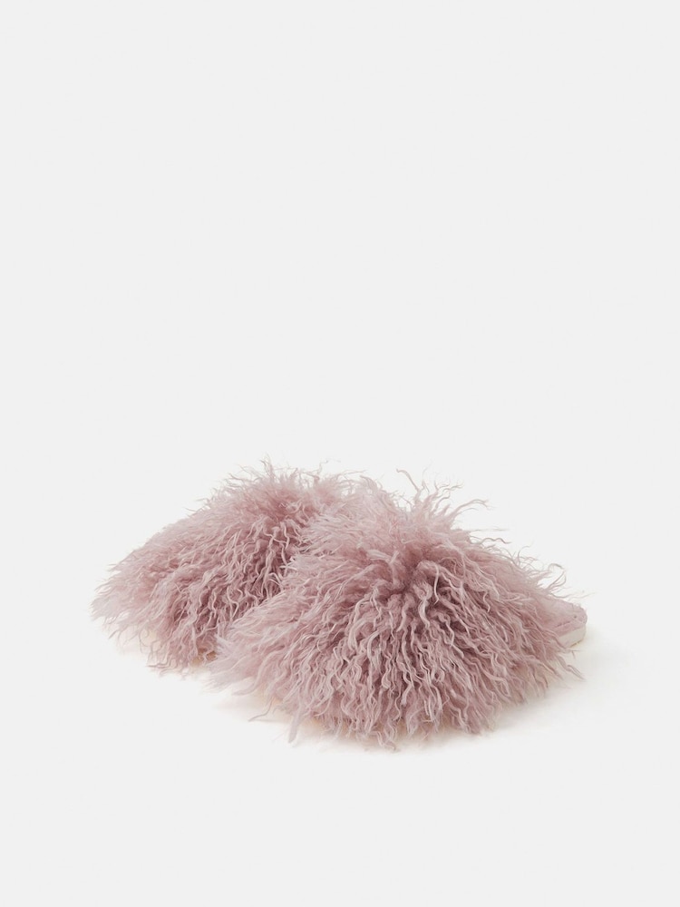 Accessorize Purple Shaggy Faux Fur Slippers - Image 1 of 3