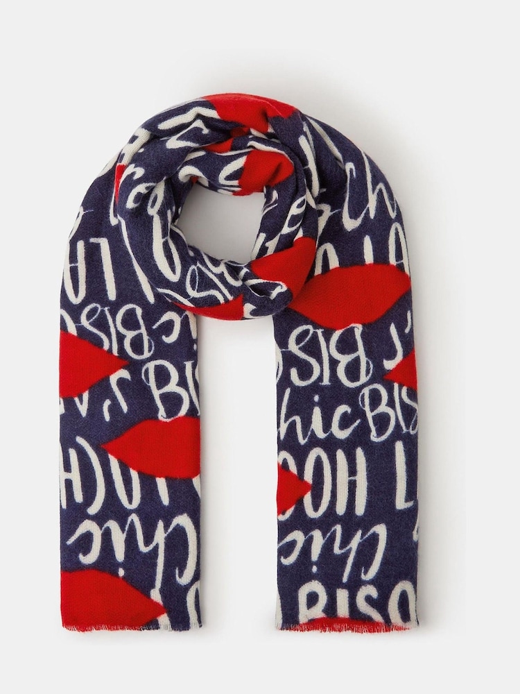 Accessorize Blue Lightweight Bisous Print Scarf - Image 1 of 1