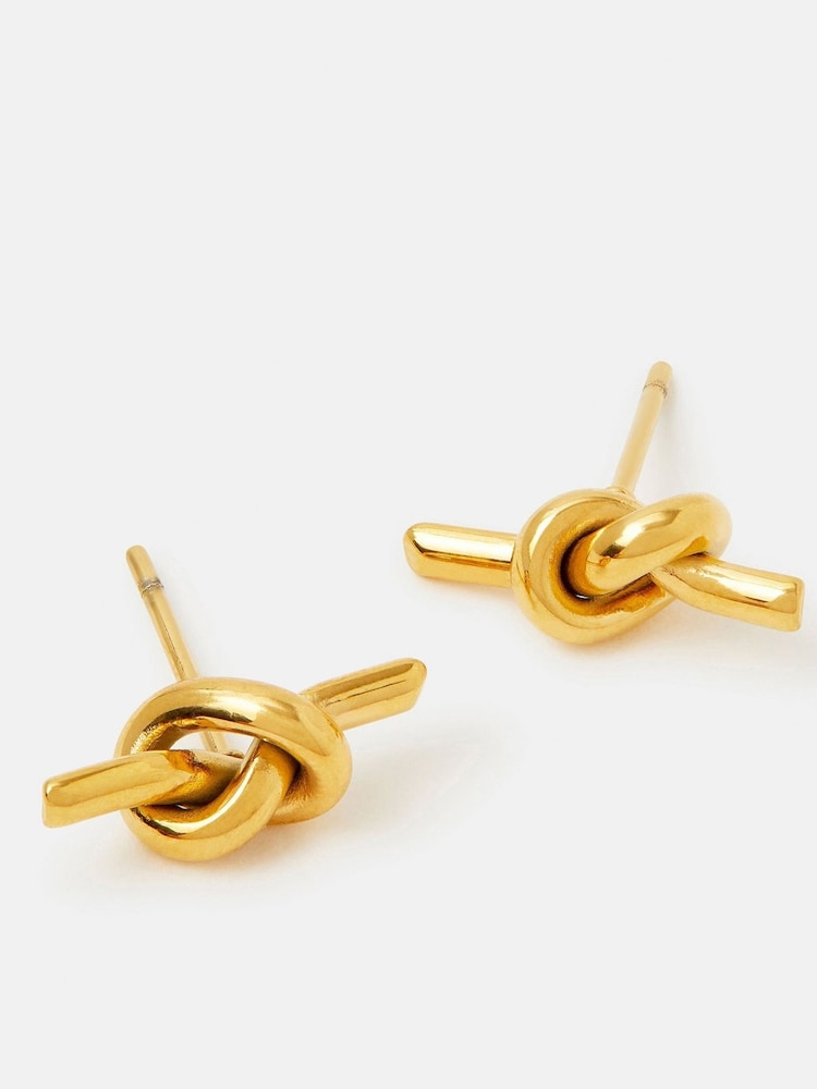 Accessorize Gold Tone Stainless Steel Knot Stud Earrings - Image 1 of 3