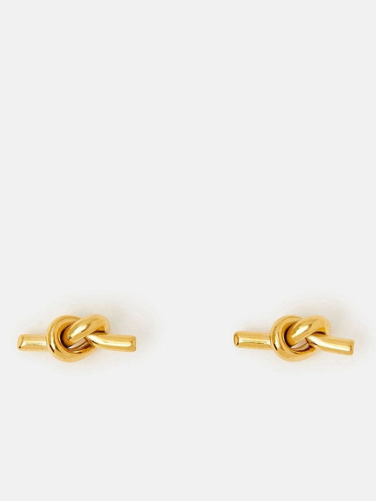Accessorize Gold Tone Stainless Steel Knot Stud Earrings - Image 2 of 3 Accessorize Gold Tone Stainless Steel Knot Stud Earrings - Image 2 of 3