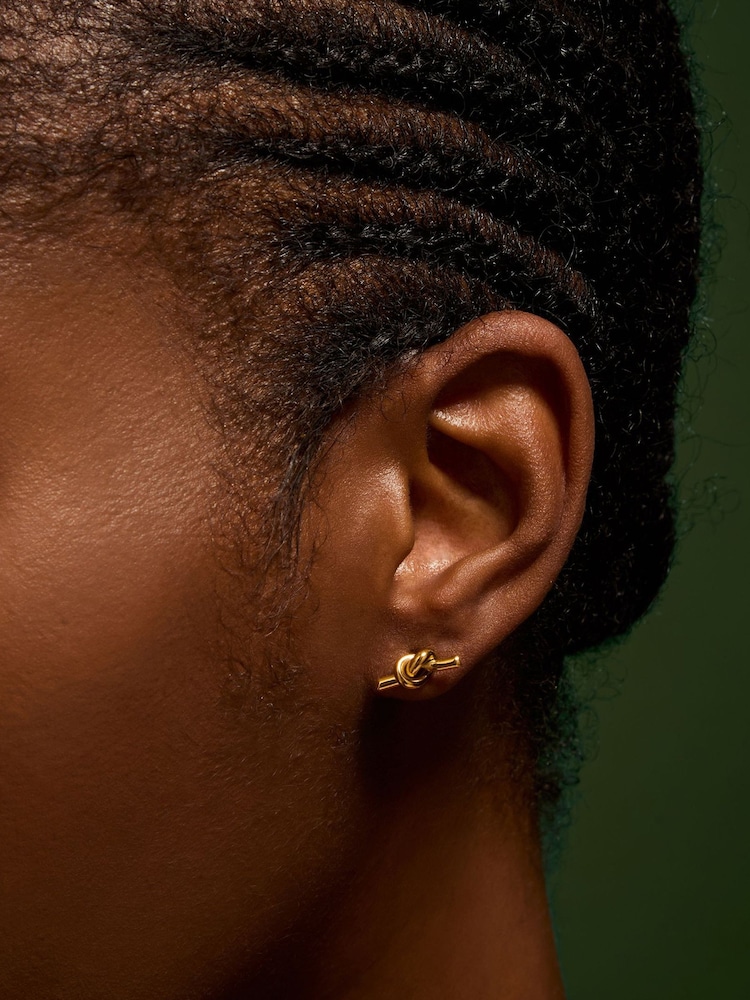 Accessorize Gold Tone Stainless Steel Knot Stud Earrings - Image 3 of 3