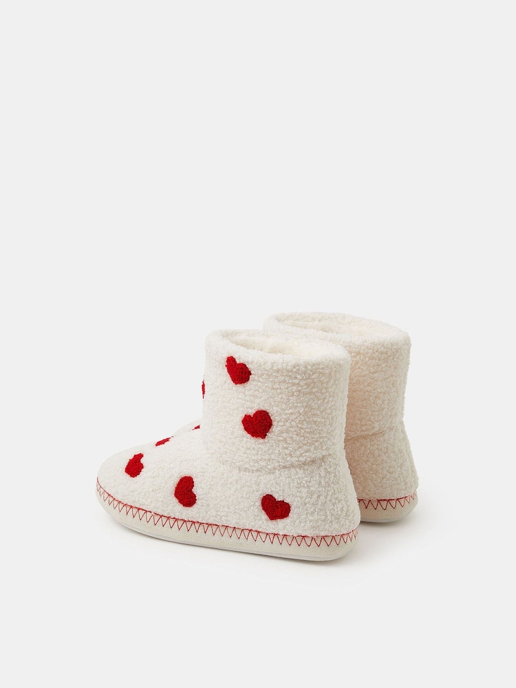 Accessorize Cream Heart Print Slipper Boots - Image 4 of 4 Accessorize Cream Heart Print Slipper Boots - Image 4 of 4