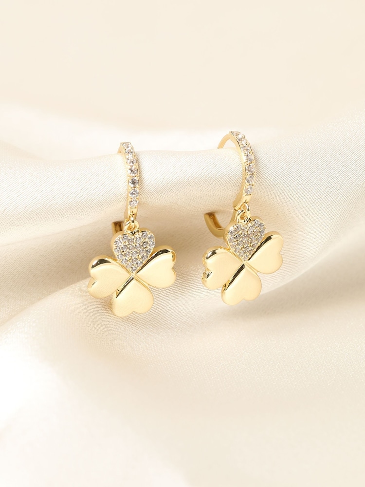 Mood Gold Plated Clover Earrings - Gift Box - Image 2 of 5