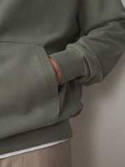 Black/Khaki Green Cotton Rich Lightweight Jersey Hoodies 2 Pack - Image 4 of 12