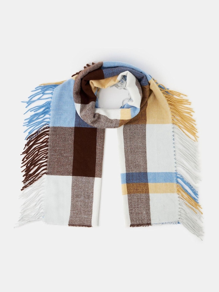 Accessorize White Fringe Check Blanket Scarf - Image 1 of 1