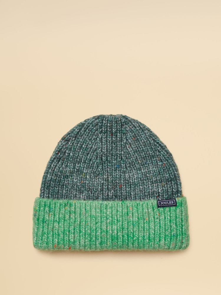 Joules Colourblock Green Beanie Hat - Image 1 of 3