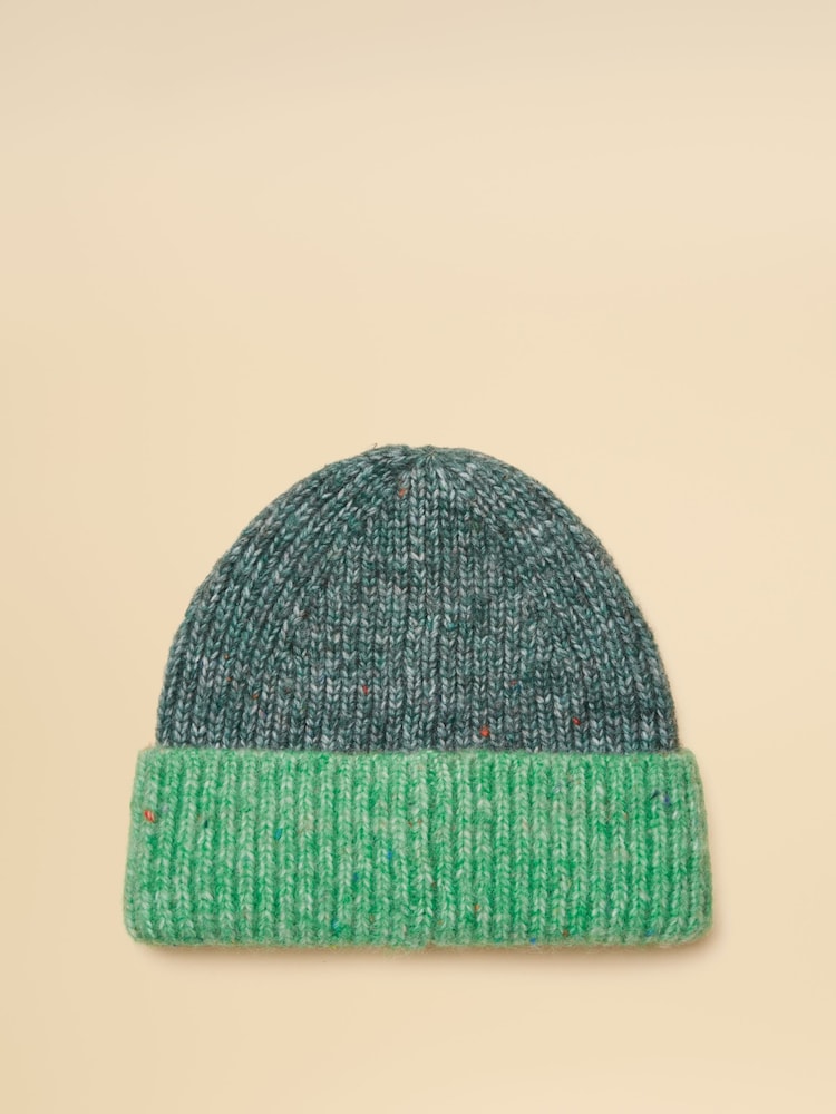 Joules Colourblock Green Beanie Hat - Image 2 of 3