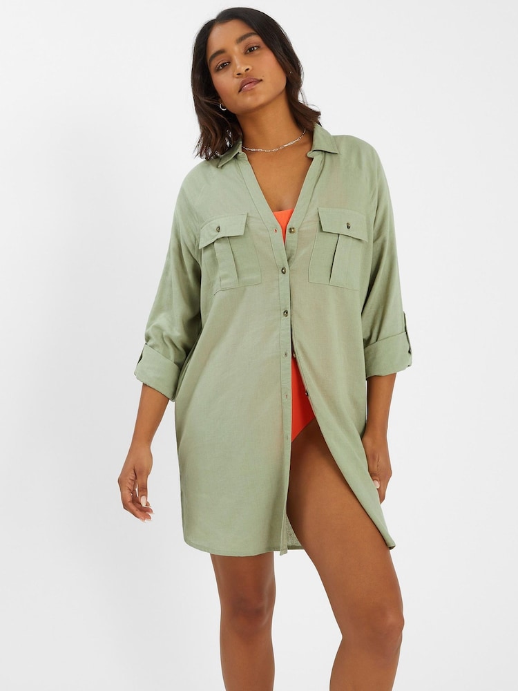 Accessorize Long Sleeve Shirt Beach Cover-Up - صورة 1 من 4