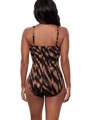 ცხოველი - Miraclesuit Animal Asymmetrical Halter Neckline Hidden Underwire Leopard Print Tummy Control Swimsuit - სურათი 3 6-დან