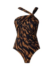 ცხოველი - Miraclesuit Animal Asymmetrical Halter Neckline Hidden Underwire Leopard Print Tummy Control Swimsuit - სურათი 6 6-დან