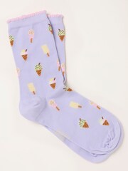 FatFace Lilac Purple Ice Cream Socks - Image 1 of 2