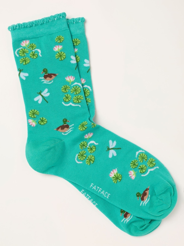 FatFace Turquoise Blue Duck Pond Socks - Image 1 of 2 FatFace Turquoise Blue Duck Pond Socks - Image 1 of 2