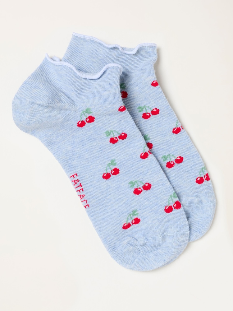 FatFace Light Blue Cherry Trainer Socks - Image 1 of 2