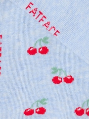 FatFace Light Blue Cherry Trainer Socks - Image 2 of 2