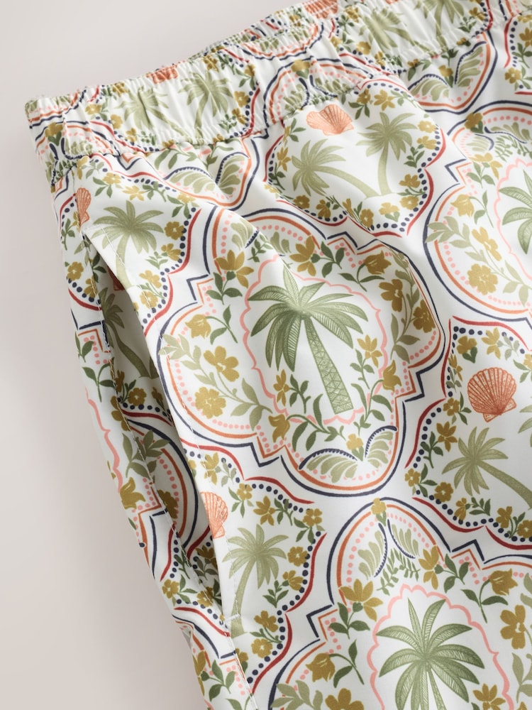 Ekru - Palm Print 5 Inch Swim Shorts - Attēls 10 no 10