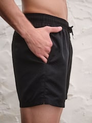 Black Geo Jacquard Pattern Swim Shorts 4" - Image 4 of 7