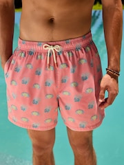 وردي مرجاني - شورتات السباحة بطبعة 5 بوصة مصنوعة من القطن - صورة 1 من 5