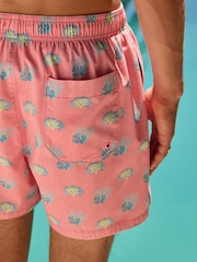 وردي مرجاني - شورتات السباحة بطبعة 5 بوصة مصنوعة من القطن - صورة 4 من 5