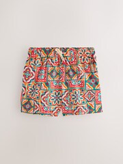 Red Tile Print 5 Inch Swim Shorts - Image 5 of 8