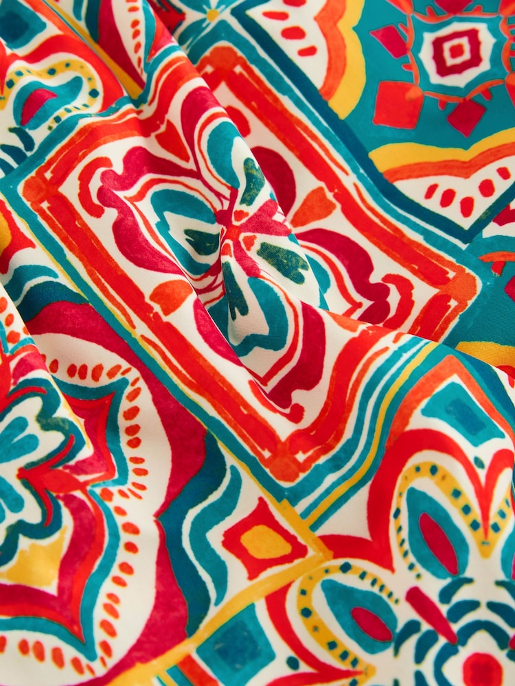 Red Tile Print 5 Inch Swim Shorts - Image 8 of 8