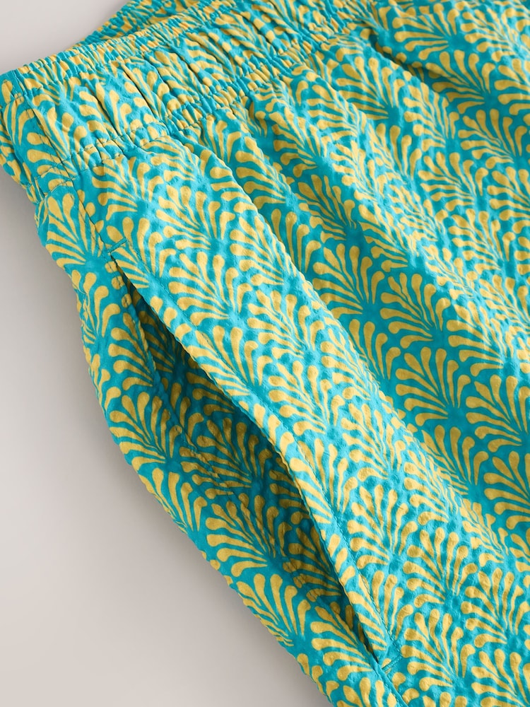 Teal/Yellow Shell - Seersucker 5 inch Swim Shorts - Obraz 8 z 8