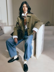 BHOEM Khaki Green Balloon Gabardine Jacket - Imaginea 4 din 6