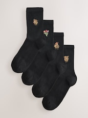 Hamish The Highland Cow / Tulips - Vezeni Motiv Gležanj Čarape 4 Pack - Slika 1 od 7