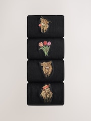 Hamish The Highland Cow / Tulips - Vezeni Motiv Gležanj Čarape 4 Pack - Slika 2 od 7