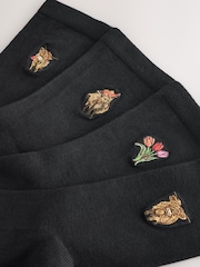 Hamish The Highland Cow / Tulips - Vezeni Motiv Gležanj Čarape 4 Pack - Slika 7 od 7