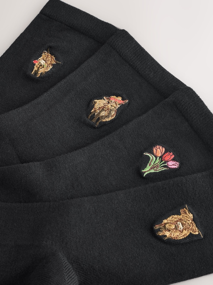 Hamish The Highland Cow / Tulips - Vezeni Motiv Gležanj Čarape 4 Pack - Slika 7 od 7