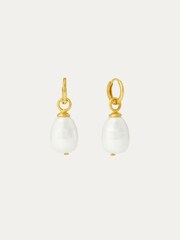 Pearl Drop Huggie Earrings - Image 1 of 2
